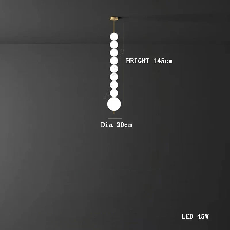 Afralia™ Magic Bean LED Copper Chandelier: Modern White Ball Lustre Hanging Light