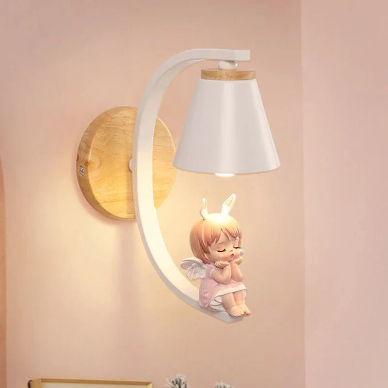 Afralia™ Angel Girl Bedroom Wall Sconces LED Light Fixtures