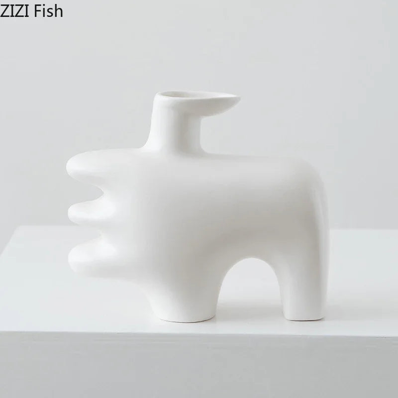 Afralia™ Thumbs Up Ceramic Vase Abstract Art Plant Pot Aesthetic Room Decoration