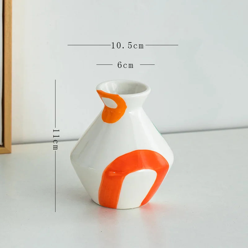 Afralia™ Vintage Ceramic Vase with Handle for Floral Arrangement and Home Decoration