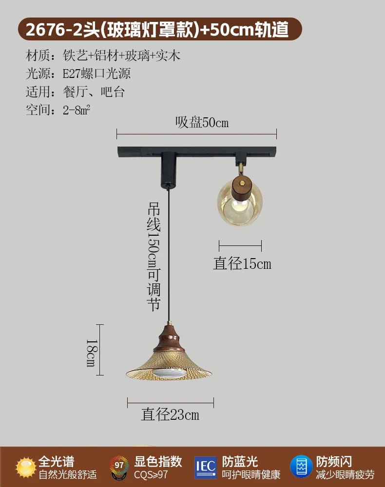 Afralia™ Medieval Style Restaurant Track Lights & Retro Coffee Shop Chandelier