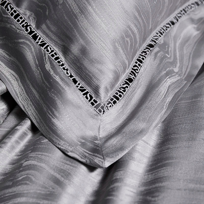 Afralia™ Luxury Brocade Jacquard Lyocell Cotton Bedding Set with Pillowcases