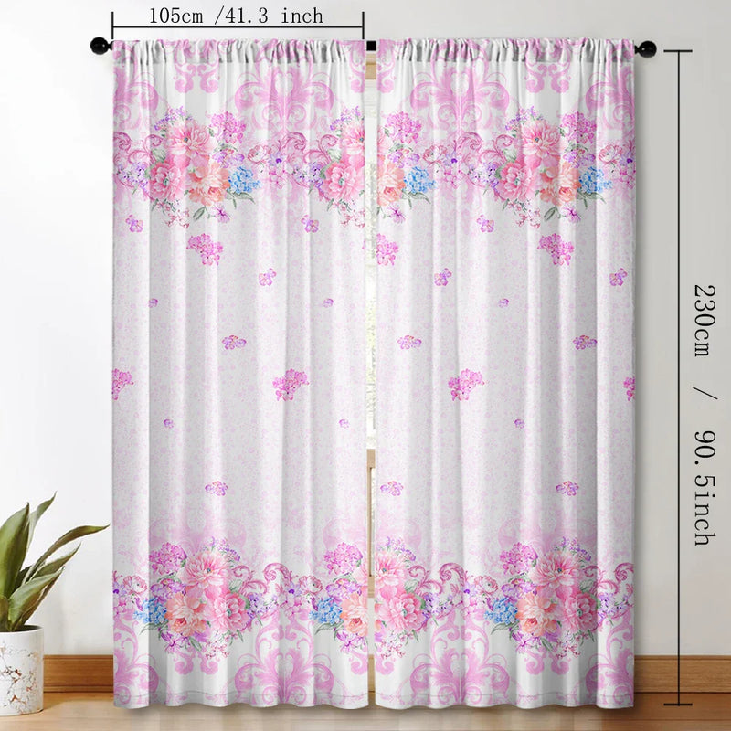 Afralia™ Pink Floral Bag Curtains for Home Decoration, Kitchen, Coffee Shop, Living Room