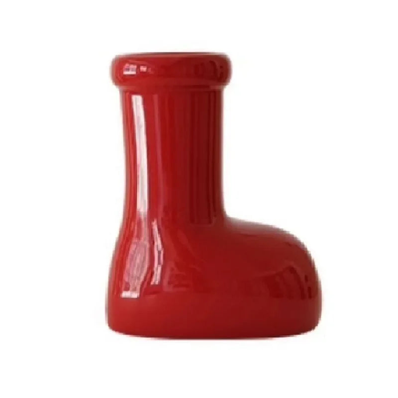 Afralia™ Red Shoes Ceramic Vase Boots Flower Pot Home Decor Floral Arrangement
