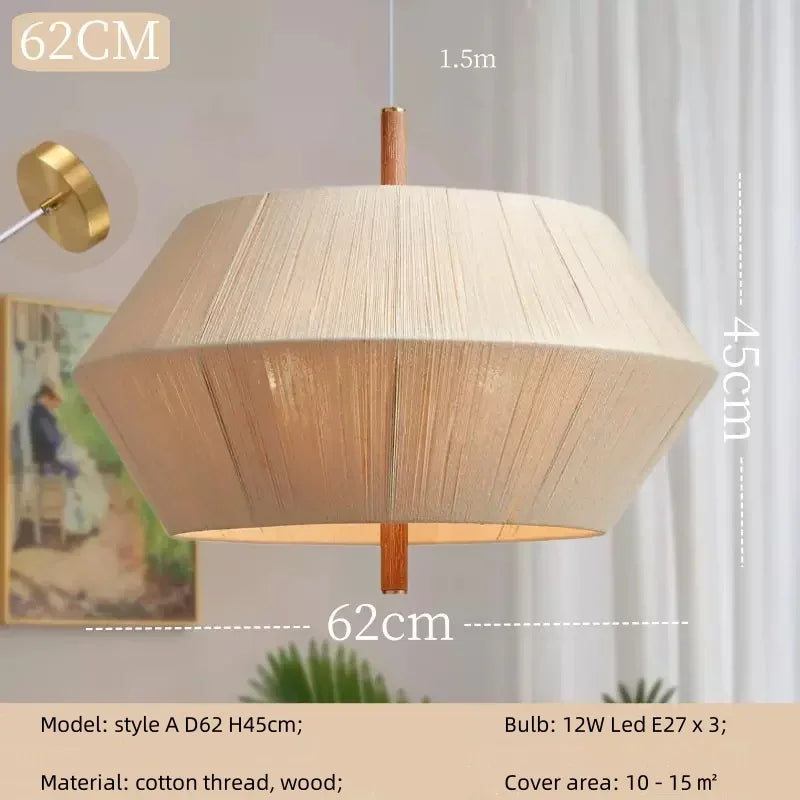 Afralia™ Wabi Sabi Cotton Thread Pendant Chandelier LED Ceiling Light
