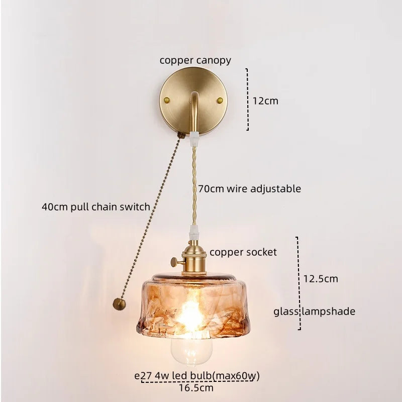 Afralia™ Copper Glass LED Wall Light for Modern Nordic Living Room Bedroom