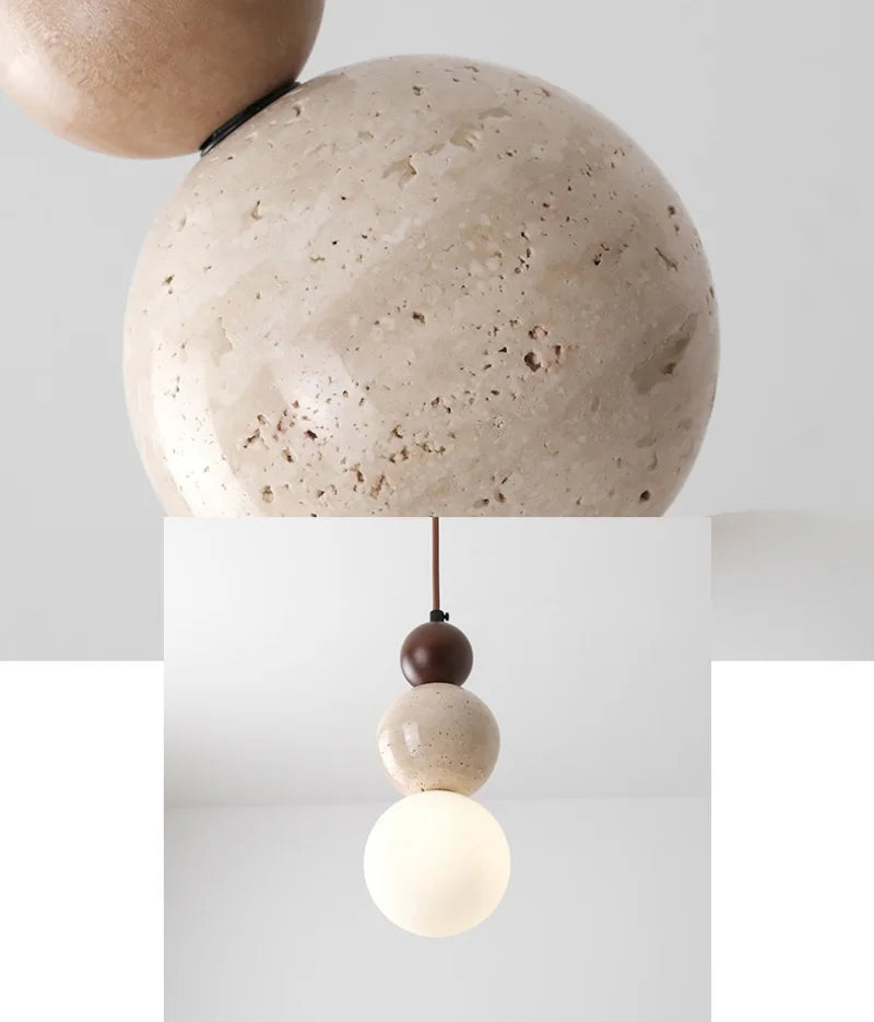 Afralia™ White Glass LED Wood Ball Pendant Light Fixture for Bedroom Living Room
