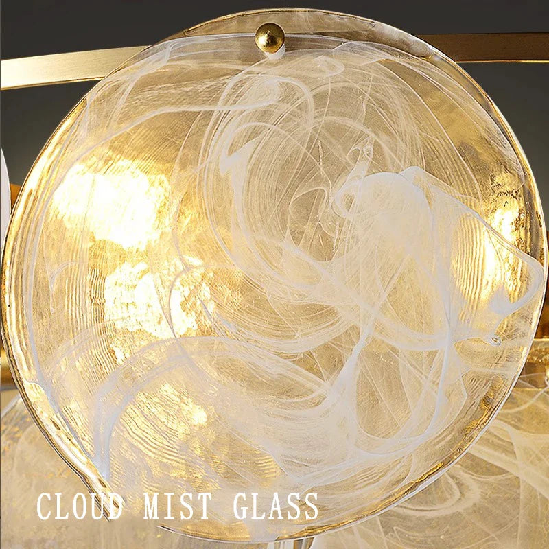 Afralia™ Copper Glass Ceiling Chandelier Dimmable Luxury Round Home Decor Lighting