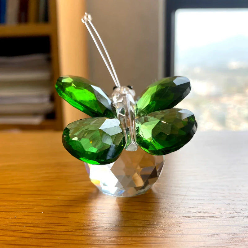 Afralia™ Crystal Butterfly Figurine Glass Paperweight Sculpture Christmas Decor Gift