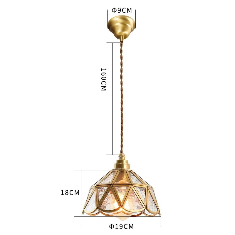 Vintage Pendant Lamp for Bedroom Bar Cafe Glass Copper LED Pendant Lights by Afralia™