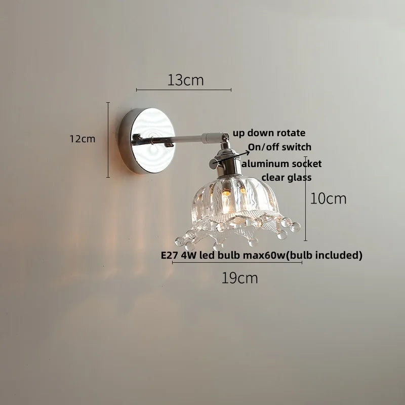 Afralia™ LED Glass Wall Light Fixture Modern Rotate Bedside Lamp Wandlamp