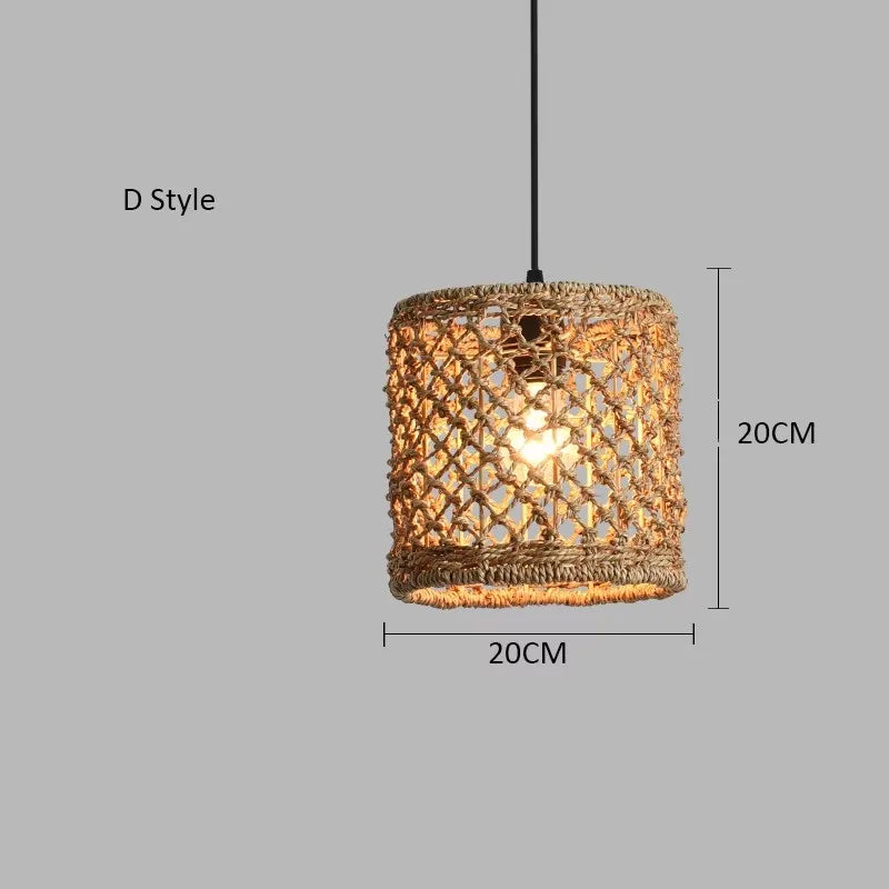 Afralia™ Hand-woven Natural Rattan Chandelier Pendant Light for Living Room Décor