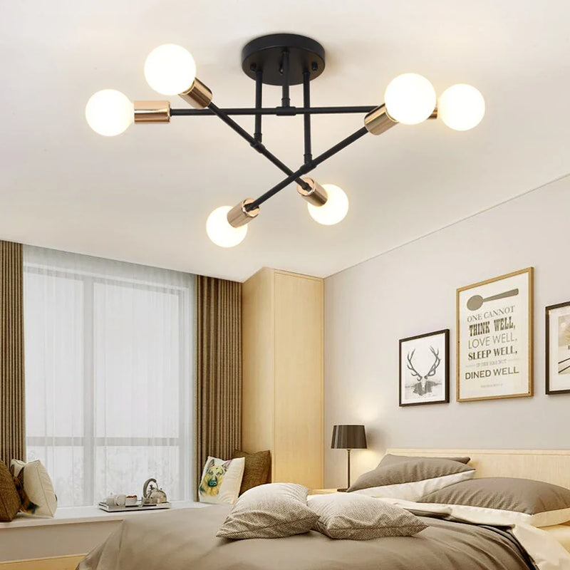 Afralia™ Sputnik Ceiling Chandelier: Modern Nordic Semi Flush Mount Lighting Fixture