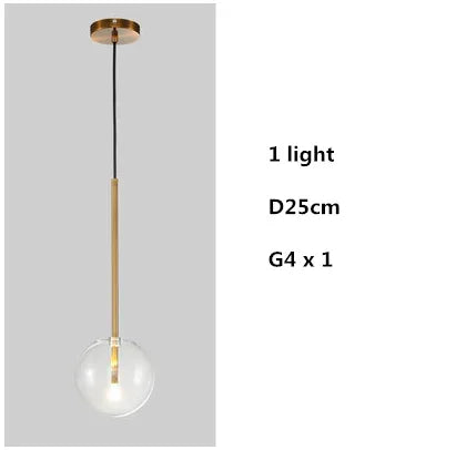 Afralia™ Clear Glass Globe LED Pendant Chandelier for Dining Room and Living Room