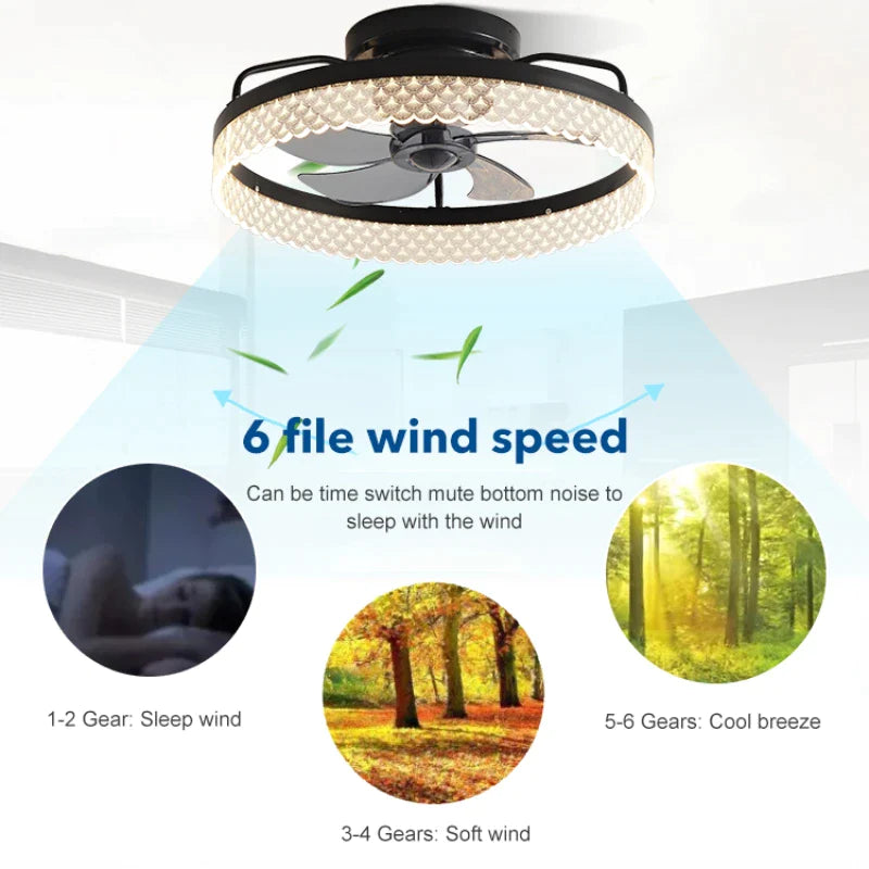 Afralia™ Peacock Feather LED Ceiling Fan with Light, 19.6" Bedroom Decor Highlight