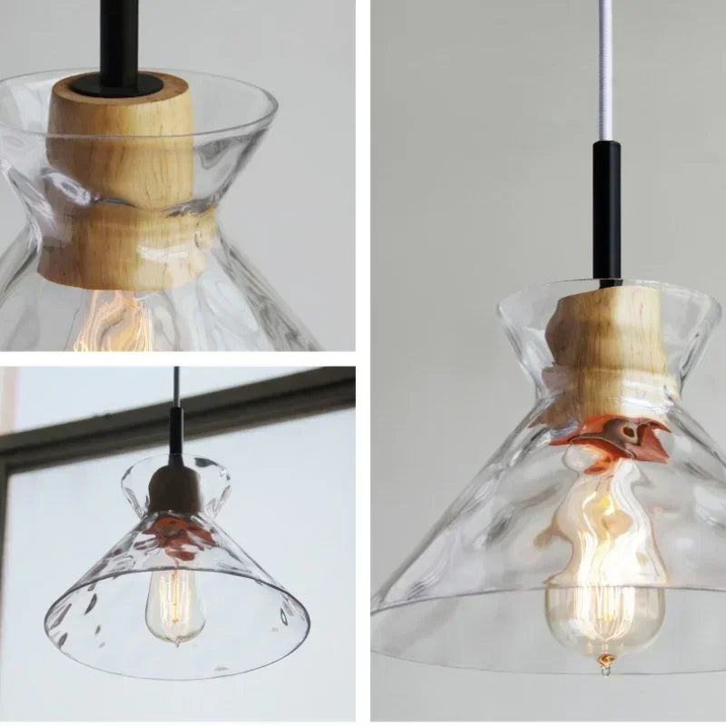 Afralia™ Clear Glass Pendant Lamp with LED Lights for Home Decor