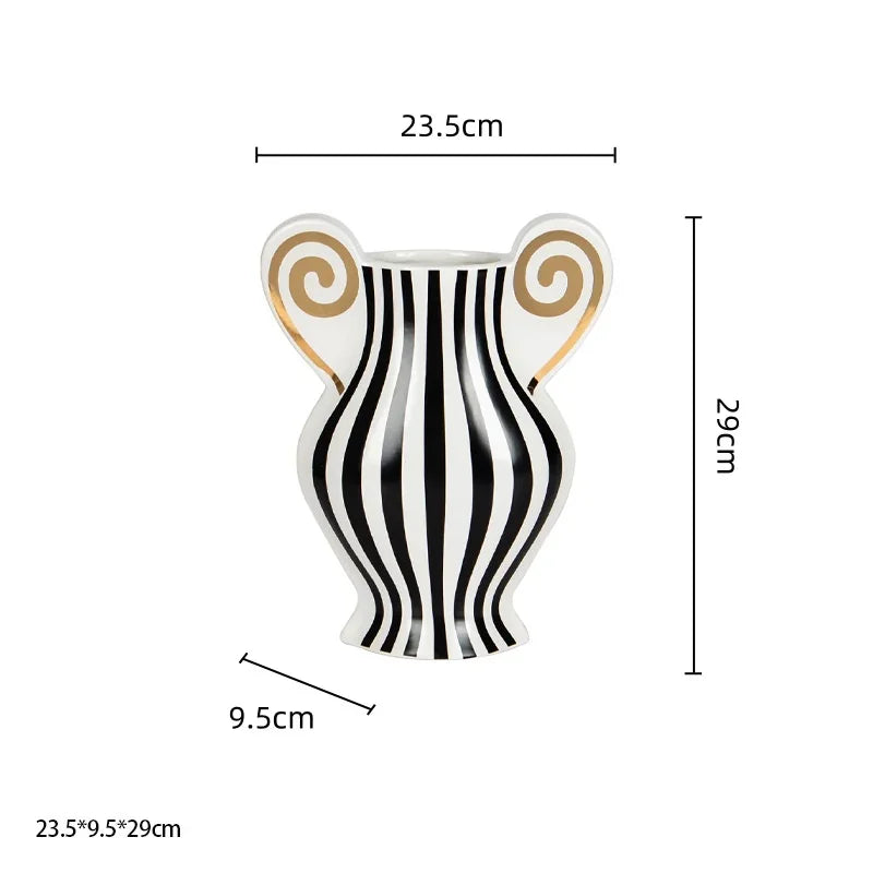 Afralia™ Geometric Fringe Ceramic Vase Vintage Kettle Home Decoration Accessories