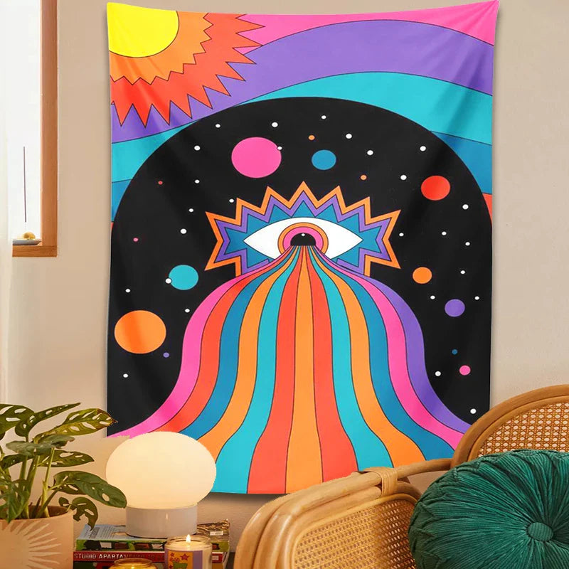 Afralia™ Sun Moon Rainbow Tapestry Wall Hanging for Boho Home Decor