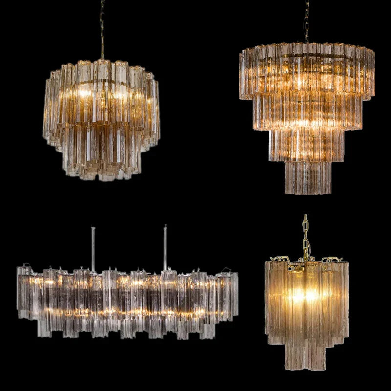 Afralia™ High Glass Ceiling Pendant LED Chandelier for Living Room