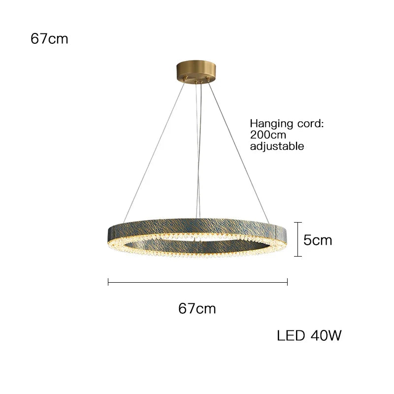 Afralia™ Blue Copper Crystal LED Ceiling Chandelier for Dinning Room