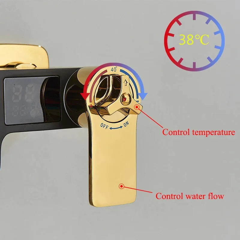 Afralia™ Smart Thermostatic Shower Faucet Set - Button Control Rainfall Bathtub Mixer