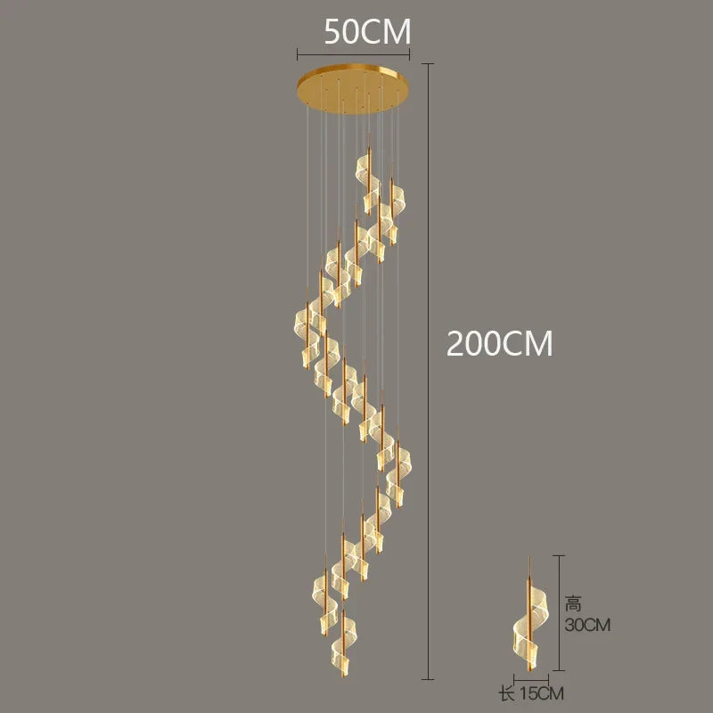 Afralia™ LED Spiral Staircase Chandelier | Luxury Duplex Nordic Light for Living Room & Villa