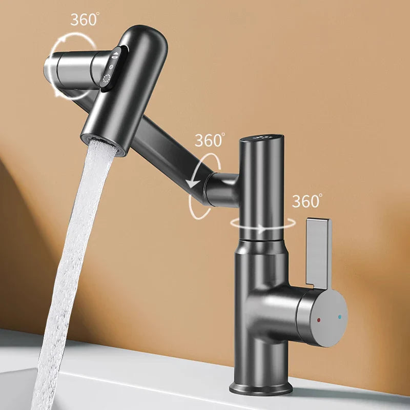 Afralia™ LED Bathroom Basin Faucet 360 Rotation Mixer Sink Tap with Multifunction Stream Sprayer