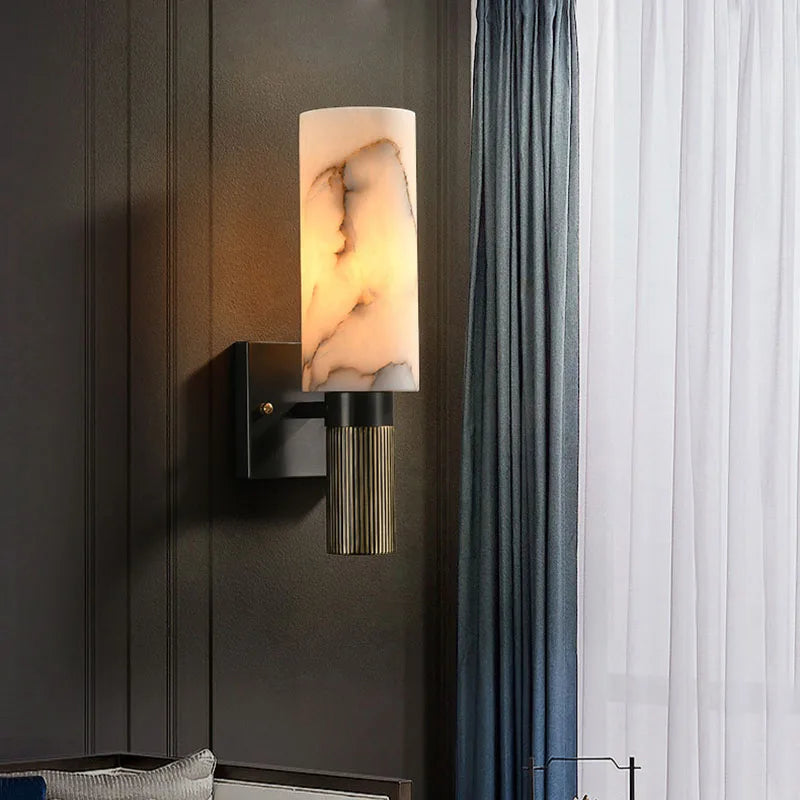 Afralia™ Marble Wall Lamp: Chinese Style Postmodern Minimalist Indoor Lighting