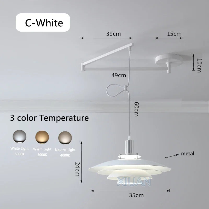 Afralia™ Modern Swing Arm Pendant Lamps PE Metal Sconces Dining Hanging Light