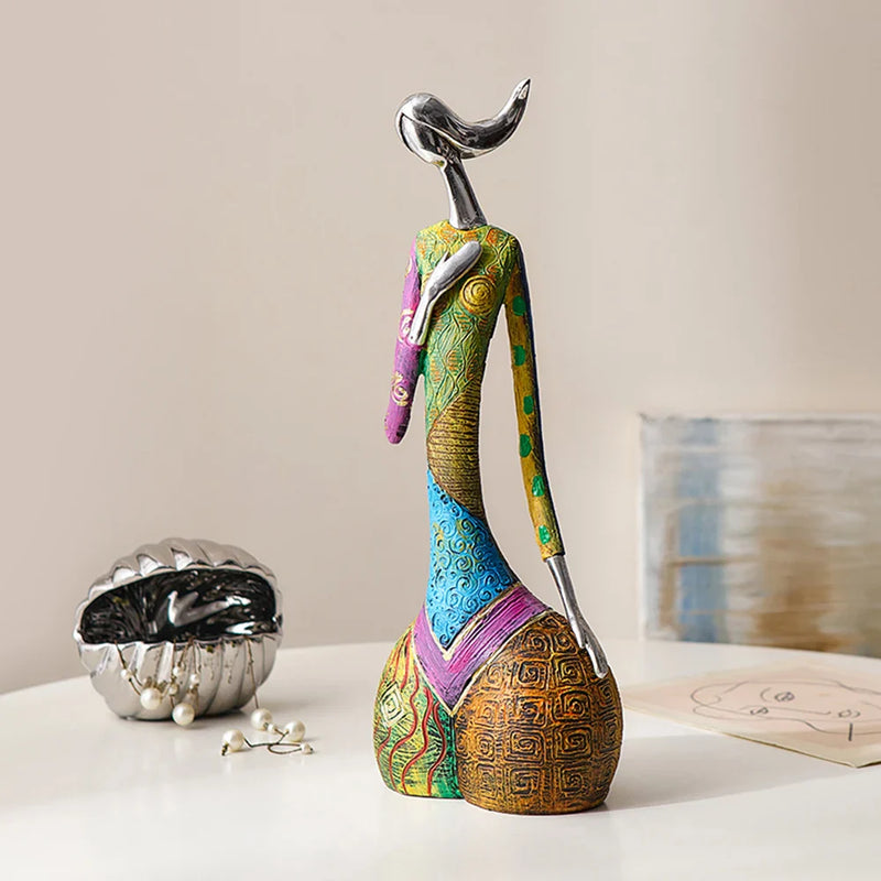 Afralia™ Exotic Abstract Art Woman Figurine for Afro Africa Home Decor