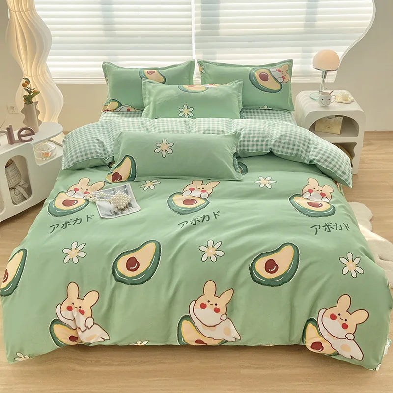 Afralia™ Aloe Cotton Printed Bed Sets 4Pcs Soft Cozy Bedding Set for Adults