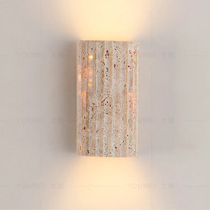 Afralia™ Yellow Travertine LED Wall Light Room Decoration Living Dining LED Wall Lamp