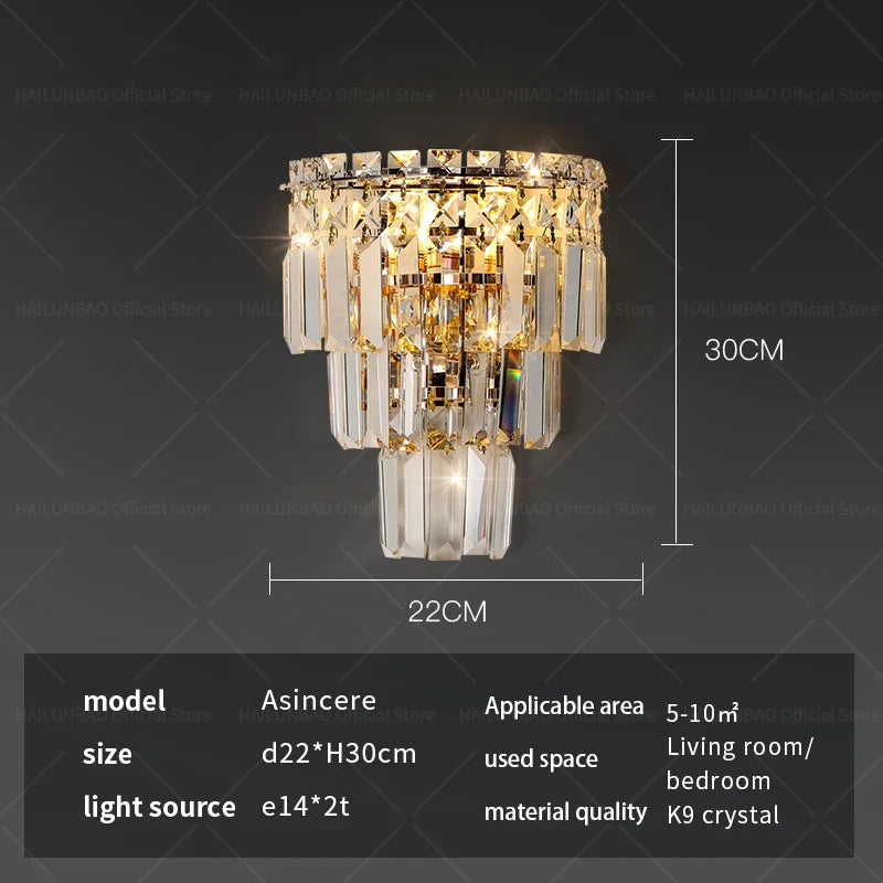 Afralia™ Crystal Wall Lamp: Elegant Living Room Bedroom Design Lighting