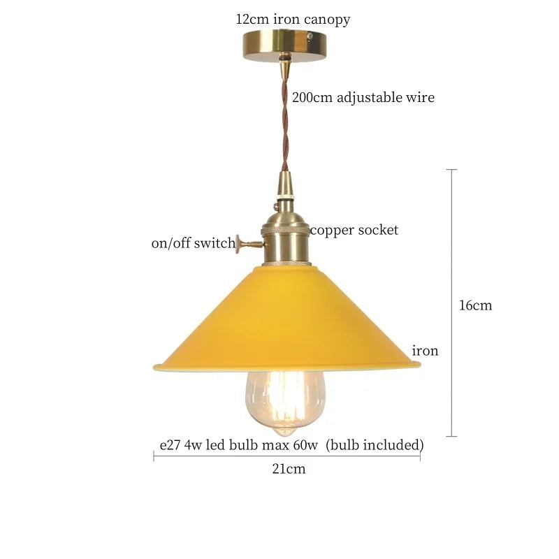 Afralia™ Yellow Iron Art LED Pendant Lights - Modern Nordic Style for Home Decor