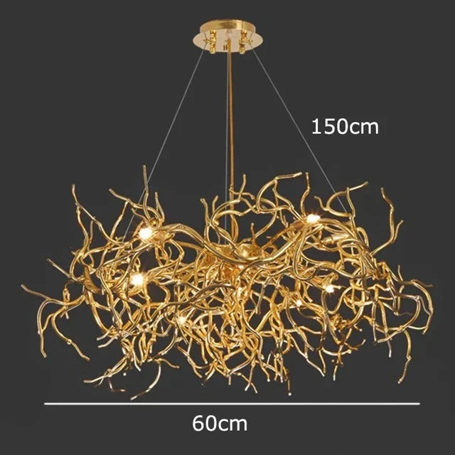 Afralia™ Luxury LED Copper Chandelier for Home Hotel Restaurant Living Room Decor