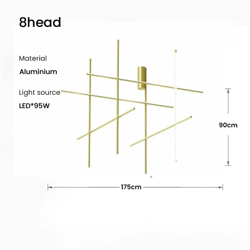 Afralia™ Tube Gold Linear Pendant Light Chandelier for Kitchen Hotel Staircase