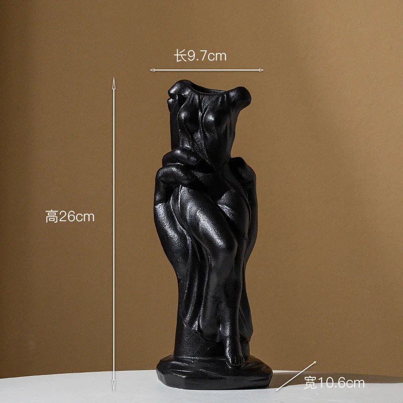 Afralia™ Venus Hand Ceramic Vase Nude Art Decor Ornament Palm Home Decoration