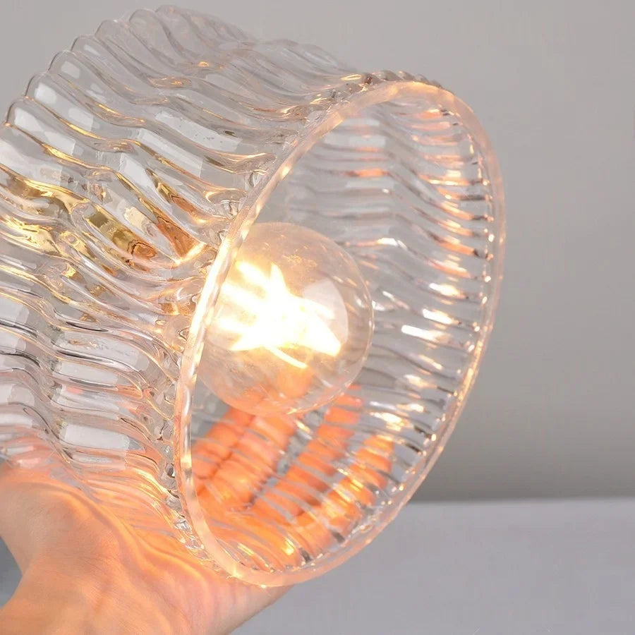 Afralia™ Clear Glass Wall Sconce LED Lights Modern Nordic Copper Bedside Lamp