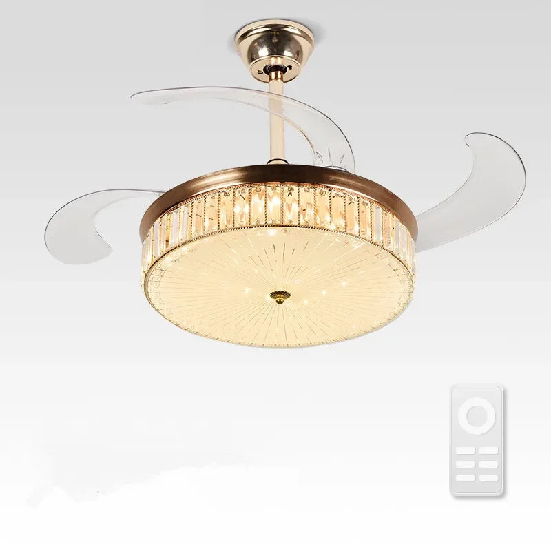 Afralia™ 42" Invisible LED Ceiling Fan with Retractable Blades & Remote Control