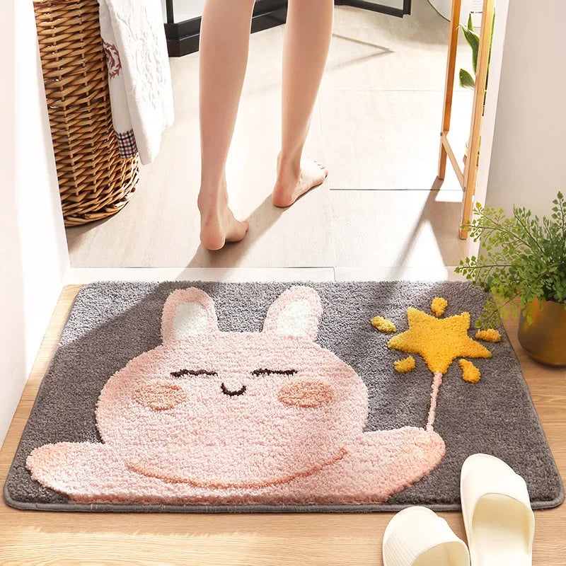 Afralia™ Cartoon Animal Bathroom Carpet - Non-slip Absorbent Soft Bath Rug