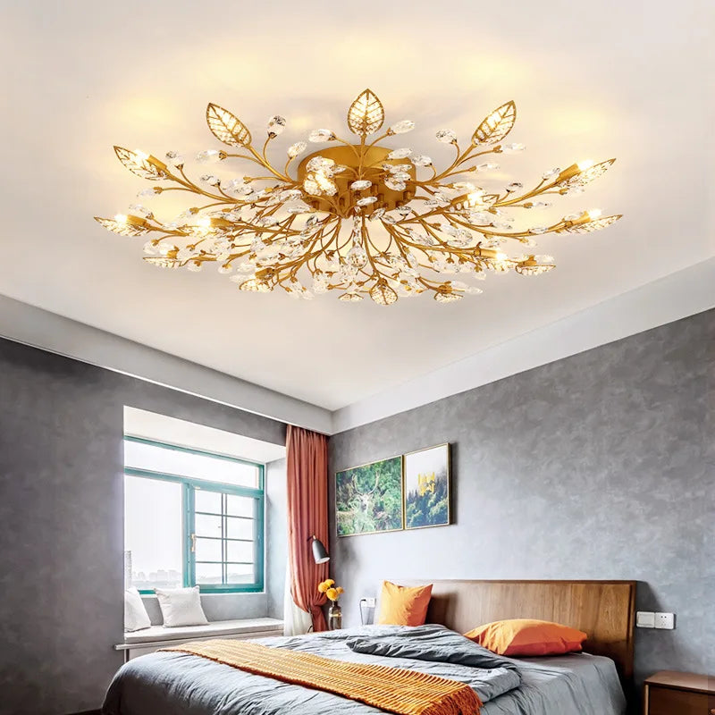 Afralia™ Crystal Ceiling Chandelier LED Fixture Lights for Living Room Bedroom by Samsarah Lighting