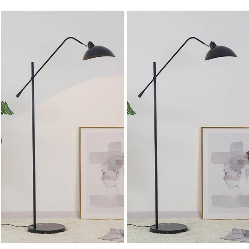 Afralia™ Nordic Adjustable Floor Lamp with Marble Base - Black