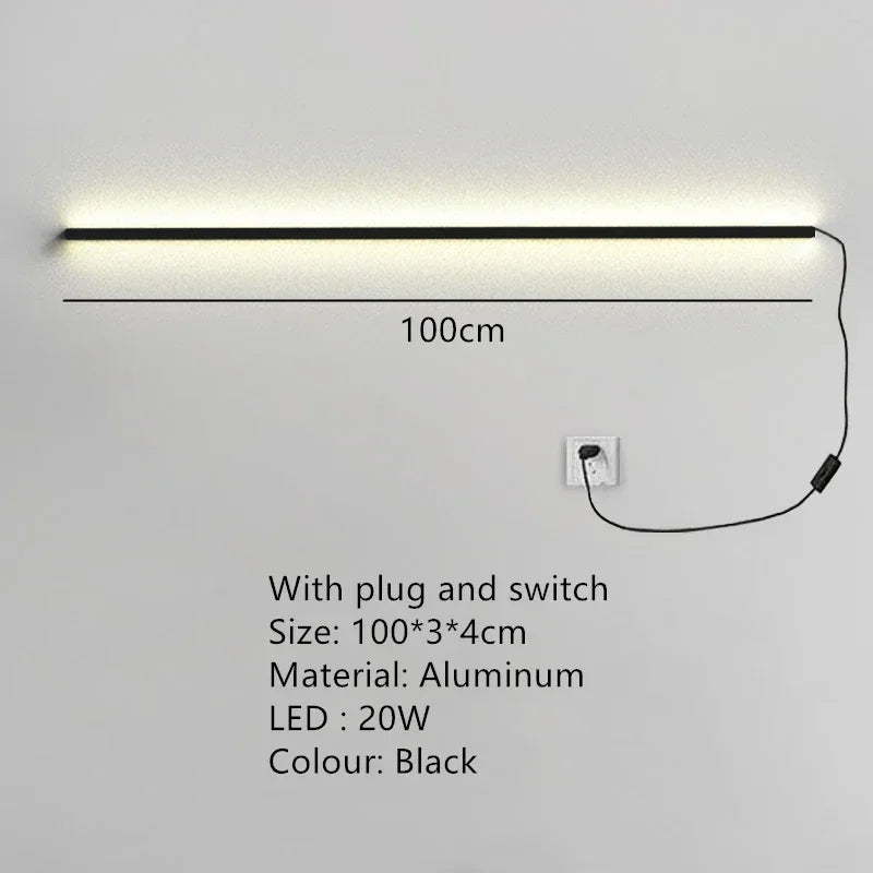Afralia™ Modern Dimmable Long Wall Lamp for Bedroom and Living Room