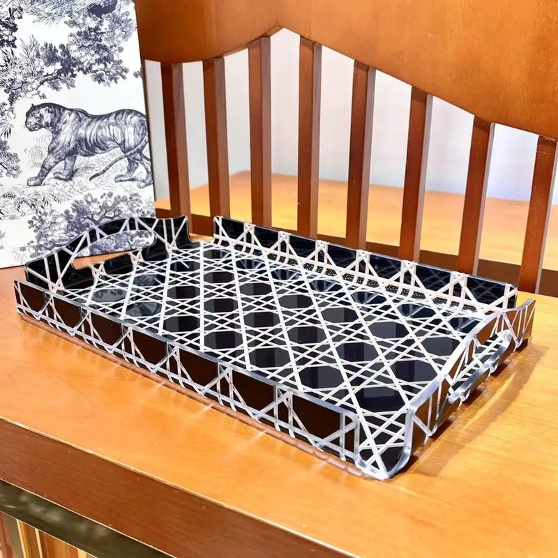 Afralia™ Rattan & Acrylic Storage Tray: Elegant Table Decor & Kitchen Organizer