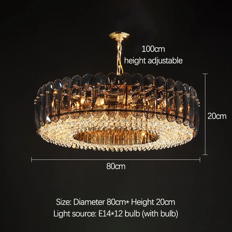 Afralia™ Modern Gold Crystal Chandelier LED Light Fixture for Luxury Living Room Home Decor