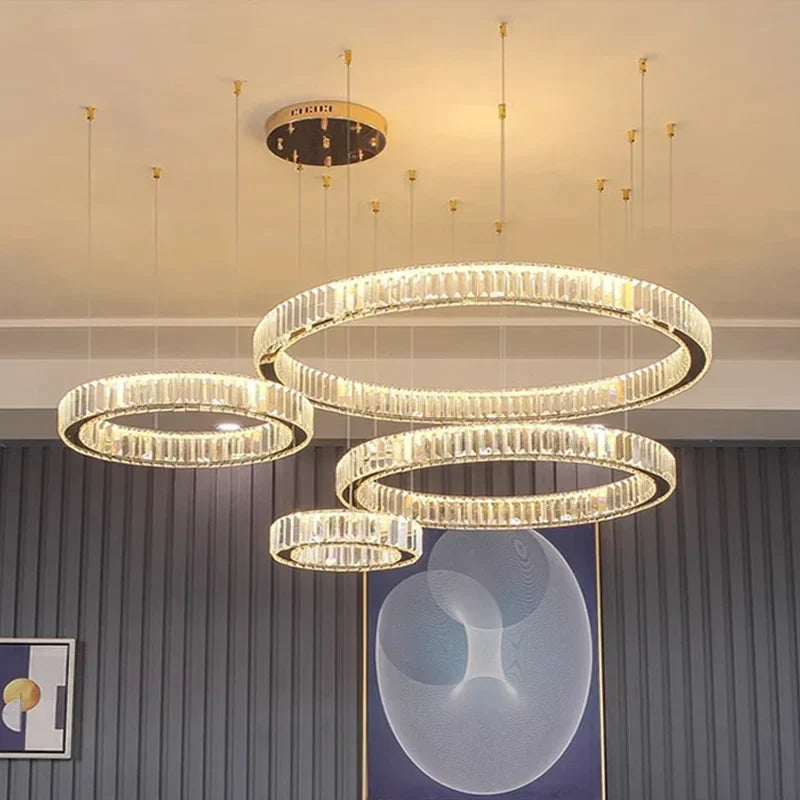 Afralia™ Modern Luxury Crystal LED Ceiling Chandelier for Living Room.