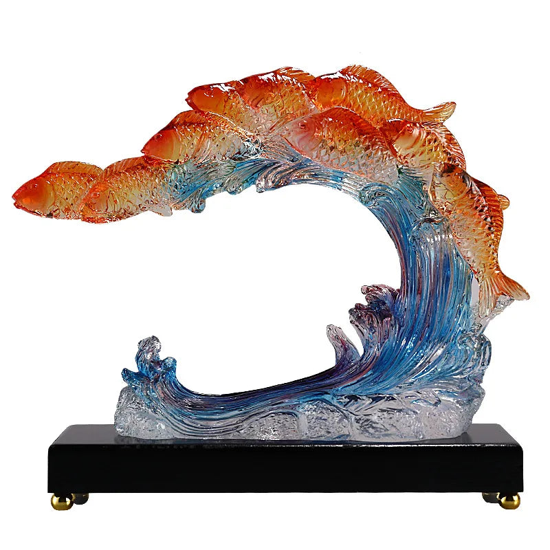 Afralia™ Gradient Goldfish Resin Sculpture - Home Decoration