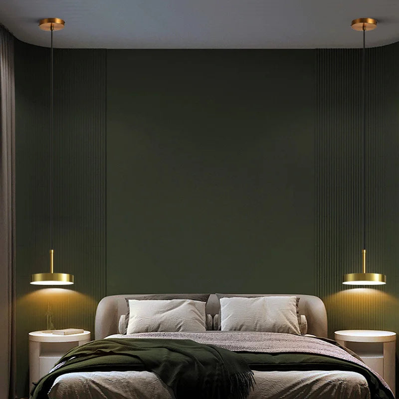 Afralia™ Brass LED Pendant Lights for Modern Nordic Style Bedroom and Dining Room