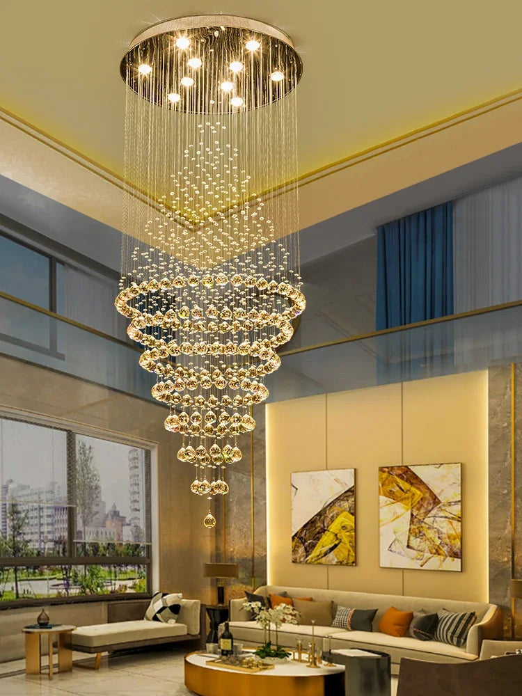 Starry Crystal Loft Chandelier by Afralia™: Elegant Wedding Decor & Hotel Lobby Lighting