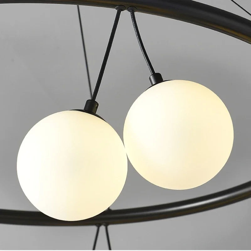 Afralia™ Magic Bean Pendant Chandelier White Glass Ball LED Lighting